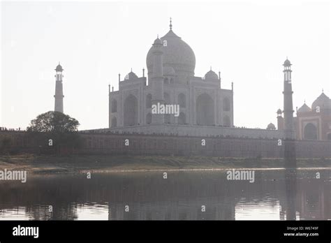 Taj Mahal And The Yamuna River In Agra Uttar Pradesh India Stock