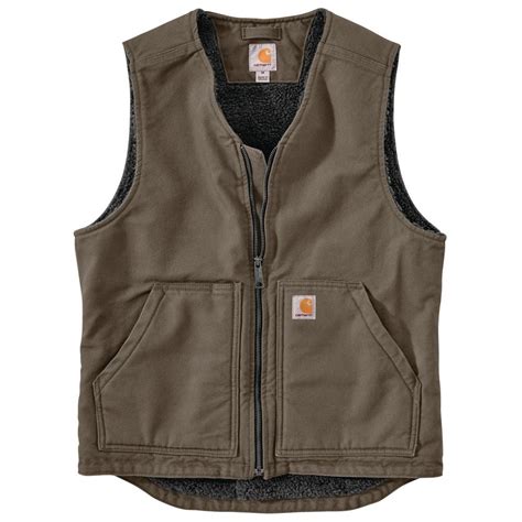 Carhartt Mens Large Driftwood Cotton Relaxed Fit Washed Duck Sherpa Lined Vest 104394 Dwd The