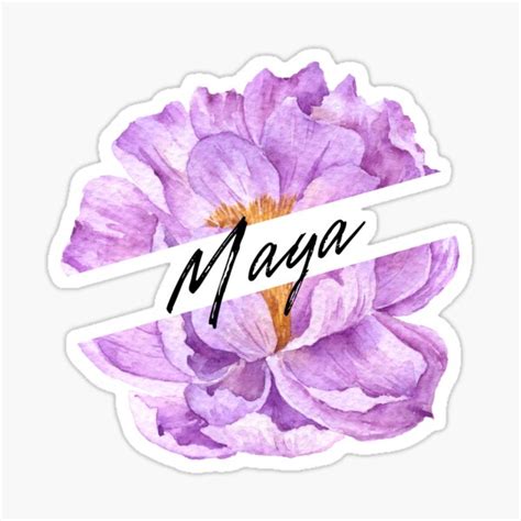 Maya Personalized Name In Purple Flower For Birthday T Sticker For