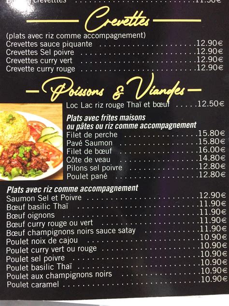 Menu Au Banh Thai Restaurant Pontault Combault