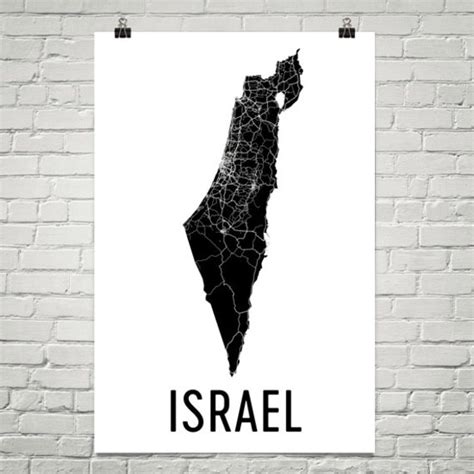 Israel Map Map of Israel Israeli Art Israel Print Israel | Etsy