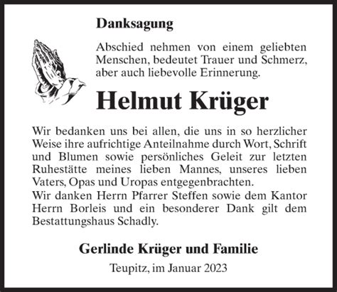 Traueranzeigen Von Helmut Kr Ger Trauer Anzeigen De