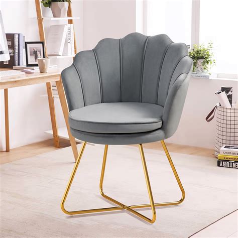 Furniliving Contemporary Velvet Seashell Accent Chair Upholstered