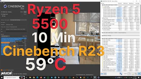 Ryzen 5 5500 Cinebench R23 10 Min DeepCool AK620 YouTube