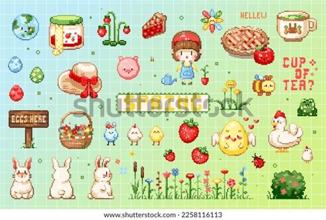 Spring Pixel Art Set 8 Bit Stock Vector (Royalty Free) 2258116113 ...