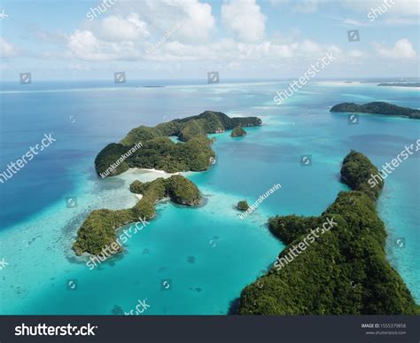 Pristine Blue Ocean Rock Islands Palau Stock Photo 1555379858