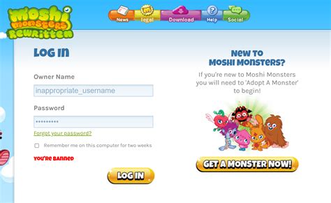 Moshi Monsters Sign In