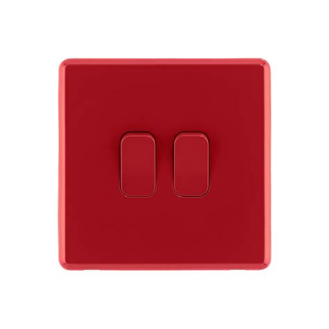 Arlec Rocker Cherry Red 10a 2gang 2way Light Switch Arlec Uk