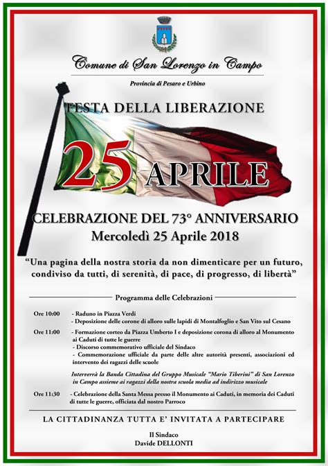 25 Aprile Festa Della Liberazione Comune Di San Lorenzo In Campo