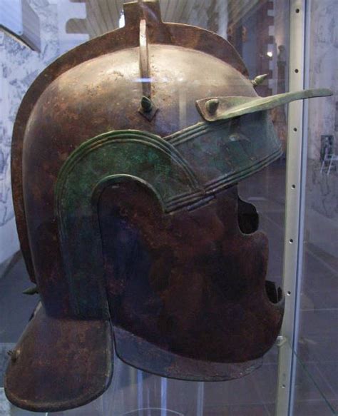 Niederbieber helmet, 180-250 A.D. Iron helmet with brass fittings from ...