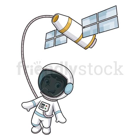 Cartoon Astronaut Space Station Vector Graphic - FriendlyStock