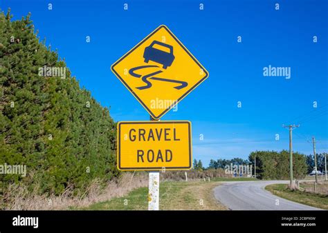 New Zealand Countryside Scenes Iconic Road Signs And Warnings Stock