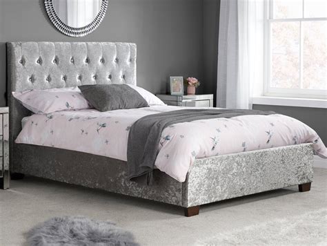 Birlea Cologne 4ft6 Double Steel Crushed Velvet Glitz Fabric Bed Frame