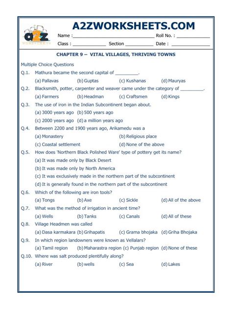 A2Zworksheets:Worksheet of Vital Villages, Thriving Towns-05-Our ...