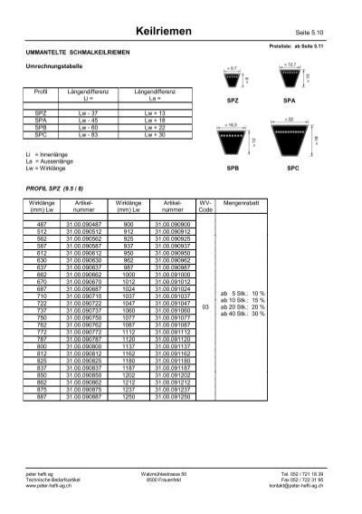 Schmalkeilriemen Peter Hefti AG