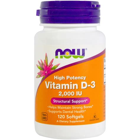 Вітамін Д3, Vitamin D-3, Now Foods, 2000 МО, 120 капсул купити за ціною ...