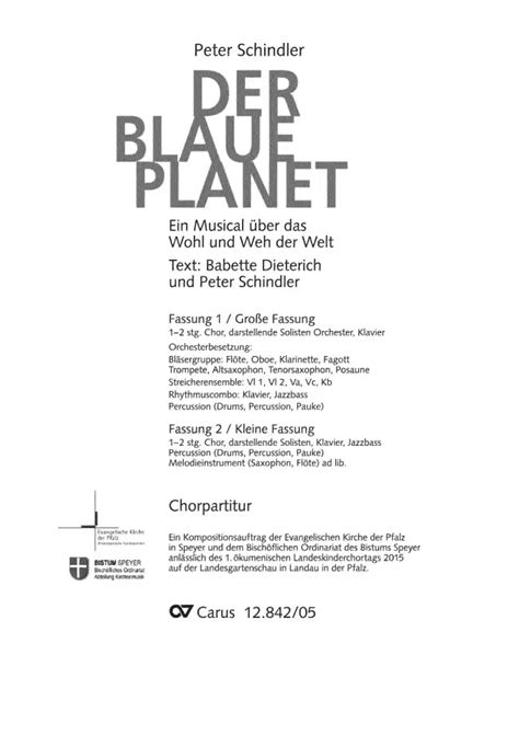 Der Blaue Planet Von Peter Schindler Im Stretta Noten Shop Kaufen