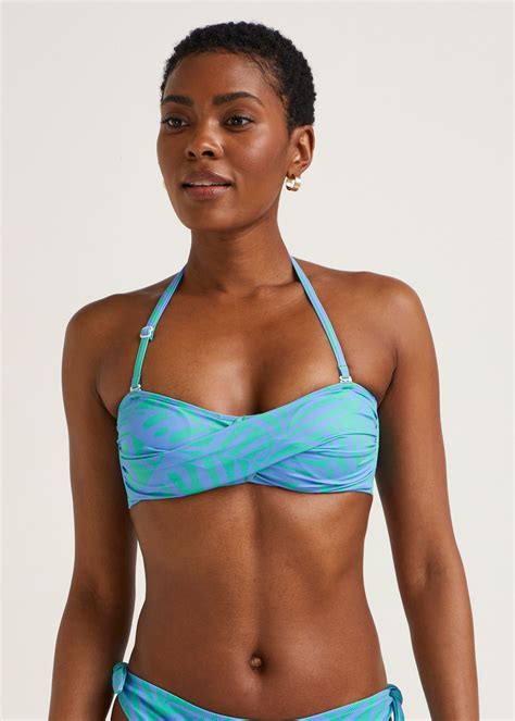 Buy Multicoloured Palm Print Twist Bandeau Bikini Top Online In UAE