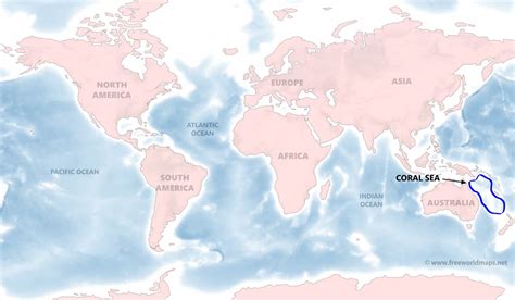 Coral Sea map - by Freeworldmaps.net