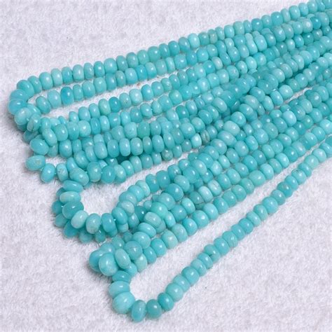 Peruvian Amazonite Smooth Rondelle Beads Shyama Gems