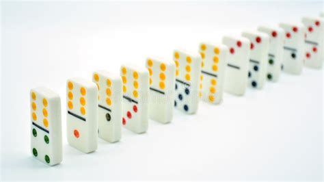 Colored Dominoes Lined Up Domino Effect Stock Image Image Of Colores