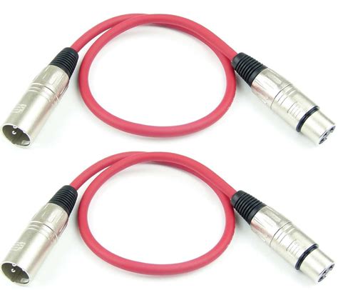 2x 0 5 M Mikrofonkabel ROT XLR Male Auf XLR Female DMX Mikrofon Kabel