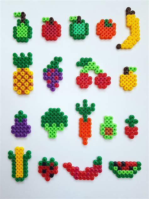 Fruit And Veg Fuse Bead Template Hama Perler Nabbi Melty Beads Etsy Uk