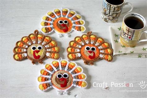 Turkey Coasters Free Crochet Pattern Craft Passion