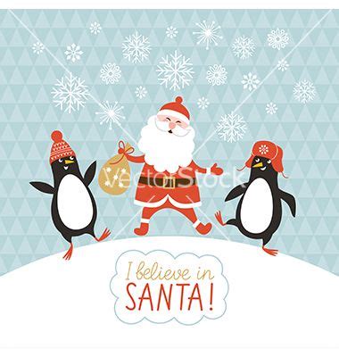 Cute Penguins And Santa Vector I Believe In Santa By Lenlis On