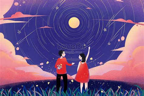 Amor Bajo Las Estrellas Psd Ilustraciones Imagenes Descarga Gratis