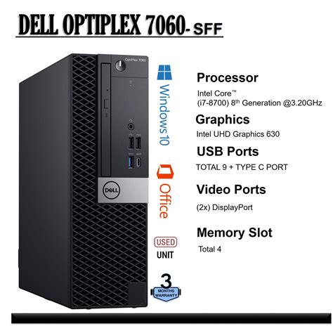 Dell Optiplex 7060 SFF Desktop 8th Gen Intel Core I7 8700 6 Core