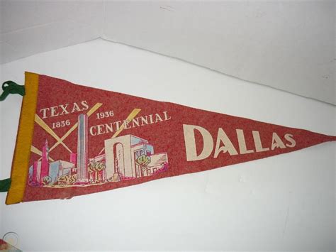 Early Vintage Texas 1836 1936 Dallas Centennial Pennant 1835680810