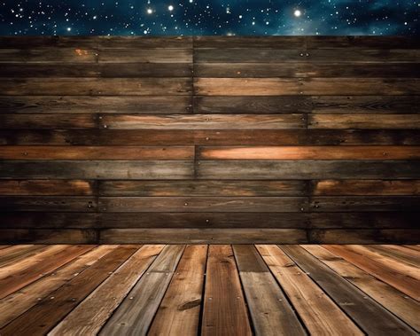 suelo de madera   cielo estrellado de fondo foto premium
