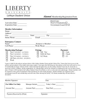 Fillable Online Liberty Alumni Membership Registration Form Liberty