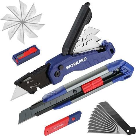 WORKPRO Jeu de Cutter 2 Pièces Cutter Professionnel Pliant Utilitaire