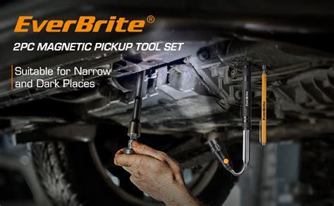 EverBrite 2 Pack Magnetic Pick Up Tool Set Telescoping 360 Swivel LED