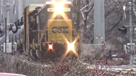 Wpca With Csx Ns Emd Power On A Wintry Day Moving Through Thorofare