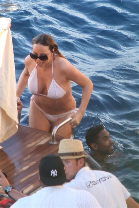 Mariah Carey In A White Bikini On A Yacht In Italy 05 GotCeleb