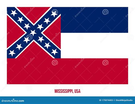 Mississippi Flag Vector Illustration On White Background. USA State ...