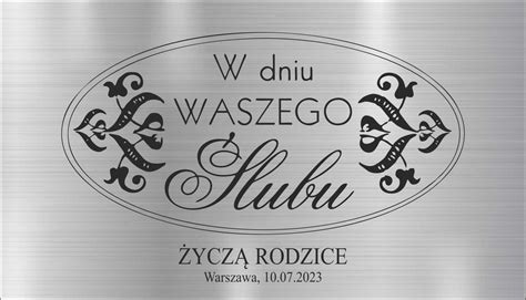 Grawerowana tabliczka z dedykacją ŻYCZENIAMI ŚLUB Cena Opinie