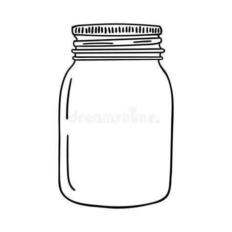 Hand Drawn Mason Jar Contour Sketch Vector Illustration Sponsored