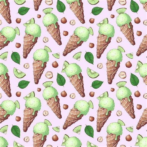 Premium Photo Ice Cream Seamless Pattern Digital Paper