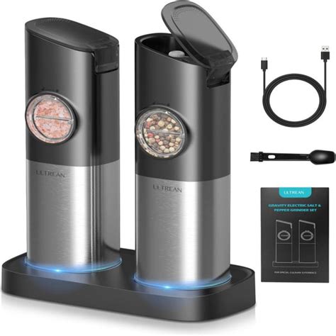 Ultrean Gravity Electric Salt And Pepper Grinder Set