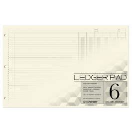 BookFactory Ledger Pad Large 6 Column Accounting Ledger Columnar Six