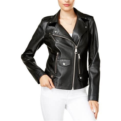 Guess Guess Womens Faux Leather Motorcycle Jacket Jetblack M