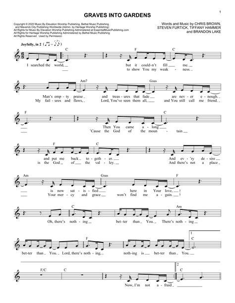 Graves Into Gardens By Elevation Worship Sheet Music For Lead Sheet Fake Book At Sheet Music