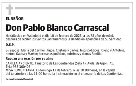 Pablo Blanco Carrascal Esquela Necrológica El Norte de Castilla