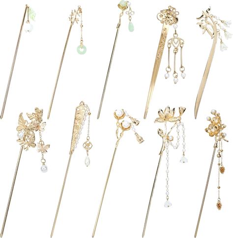 Amazon Lawie 10 Pack Retro Gold Metal Long Hair Sticks Pins With