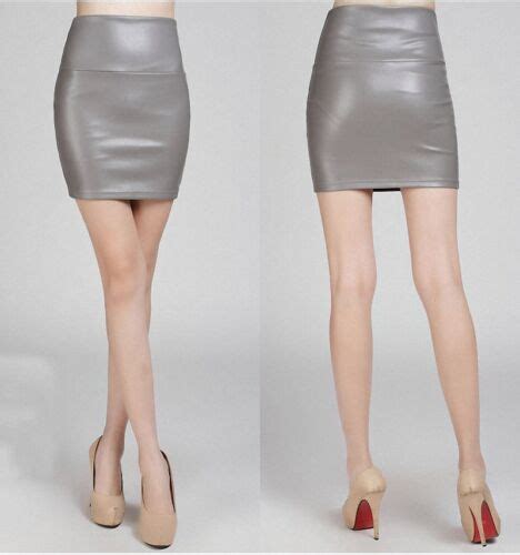 Women S Faux Leather Bodycon Slim Pencil Short Mini Skirt High Waist Tight S Xl Ebay