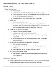 Chemical Reagents And Laboratory Supplies Docx Reagent